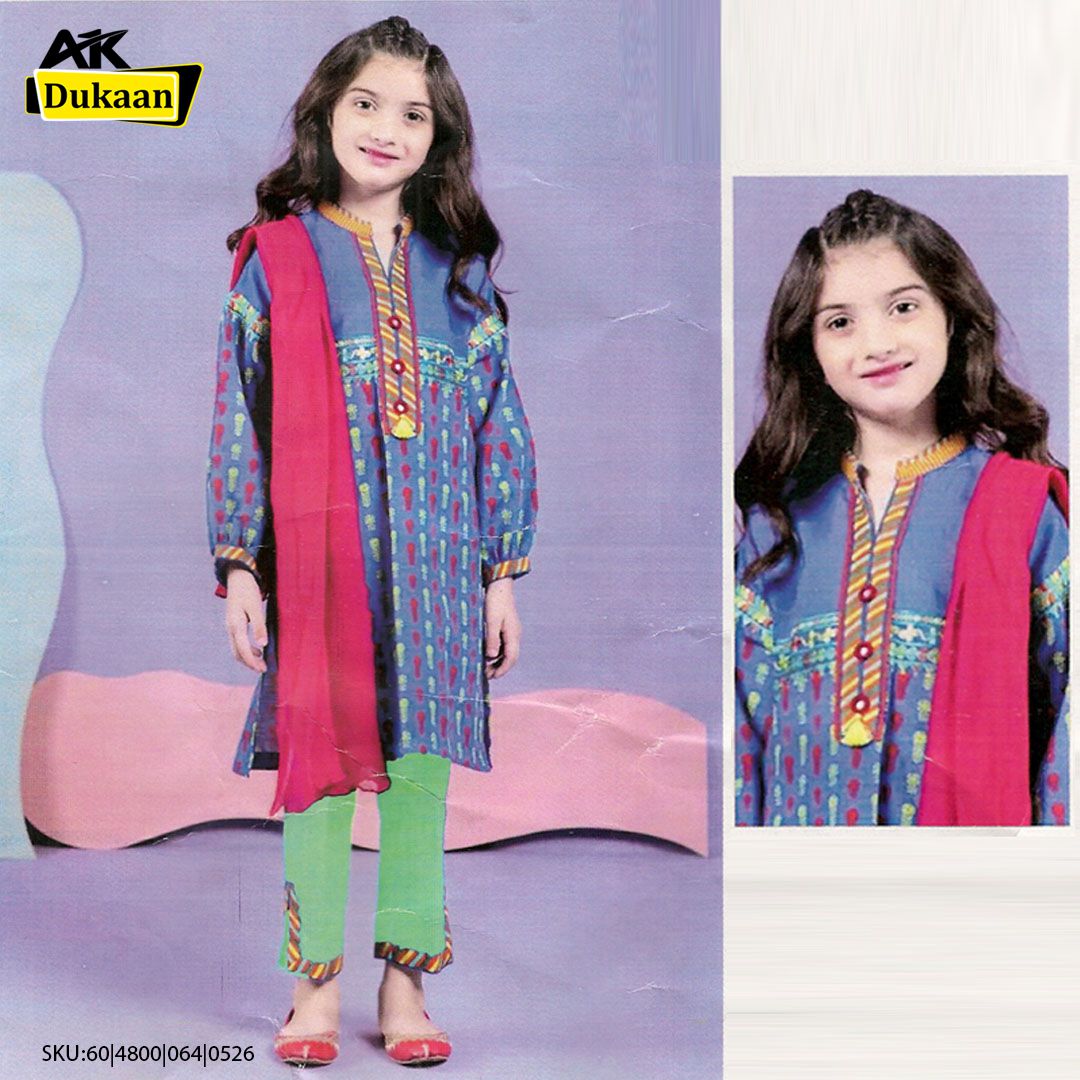 Lawn Printed 2pc Unstitched suit for kids girls